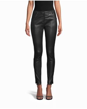 Nicole Miller Skinny Leather Pants - Black