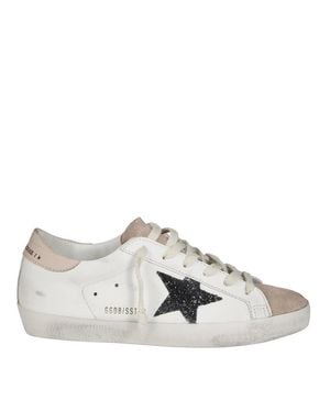Golden Goose Super Star Leather Glitter Low-Top Sneakers - White
