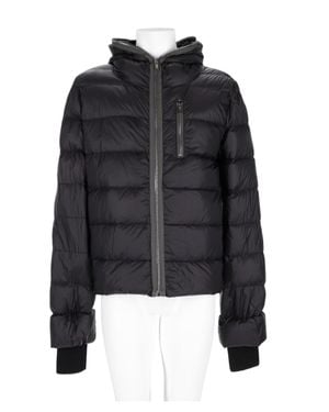 Rick Owens Puffer Jacket With Horizontal Quilting And Zippered Chest Pocket - Black