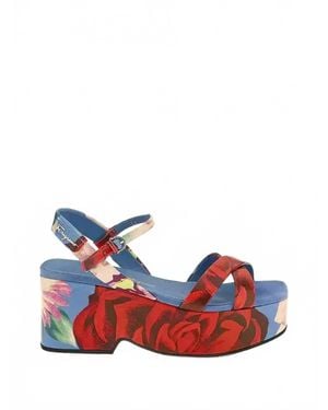 Ferragamo Floral-Print Buckled Sandals - White