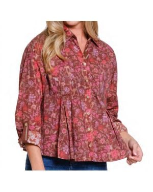 Tru Luxe V-Neck Swing Shirt - Red