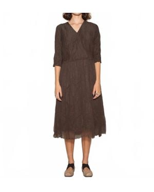 Pas De Calais Cotton Cupro V-Neck Dress - Brown