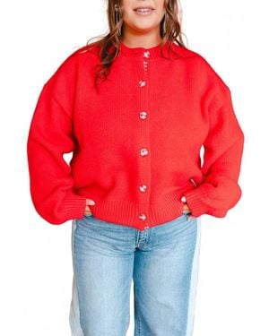 Wishlist Plaid Button Cardigan - Red