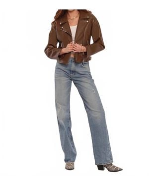 Heartloom Cera Vegan Leather Moto Jacket - Blue