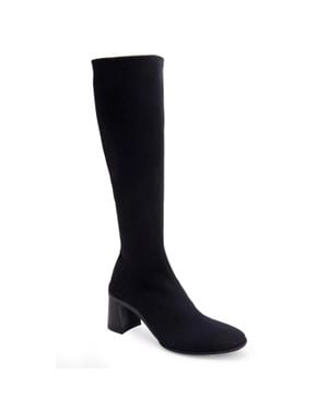 Aerosoles Centola Boots Stretch Faux Suede Block Heel Ham720 - Black