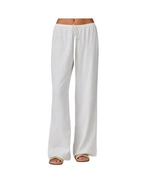 Bella Dahl Embroidery Wide Leg Pant - Gray