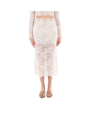 Rabanne Paco Scalloped Edges Lace Midi-Skirt - Pink