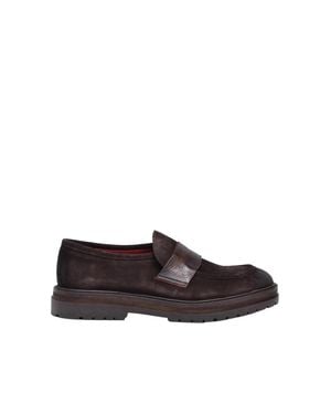 Made In Italy Suede Leather Rubber Loafer - Brown