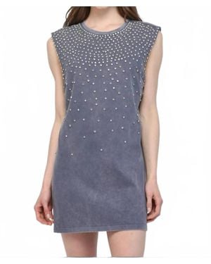 Fate Studded Tunic Mini Dress - Blue