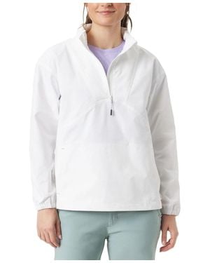 BASS OUTDOOR Jacket Bright Ripstop Stow-Able Half-Zip Fts355 - White