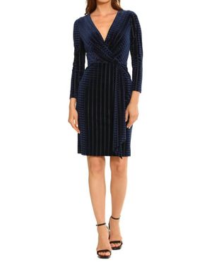 Maggy London Lysandra Velvet Stripe Dress - Blue