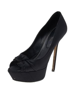 Sergio Rossi Satin Knotted Peep Toe Platform Pumps - Black
