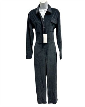 Rivet Utility Big Wig Corduroy Long Sleeve Jumpsuit - Blue