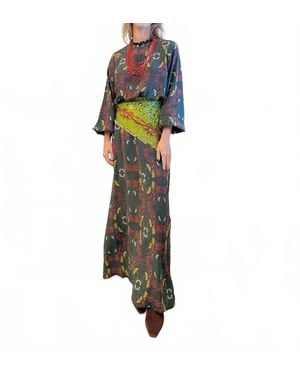 Franco Ferrari Trapezio Long Silk Dress - Green