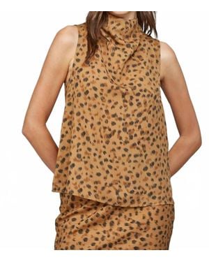 Fate High Cowl Neck Sleeveless Blouse - Brown