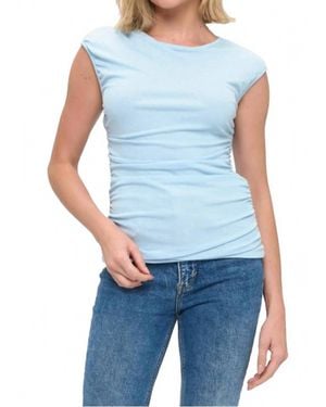Ariella Ruched Short Sleeve Top - Blue