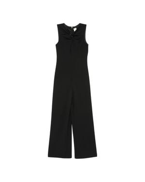 Calvin Klein Scuba Crepe Sleeveless Jumpsuit - Black