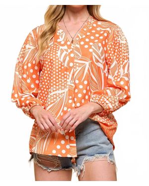 Cezele Casual Color Print Blouse - Orange