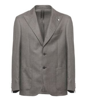 Lubiam Peak Lapel Wool Blazer - Gray