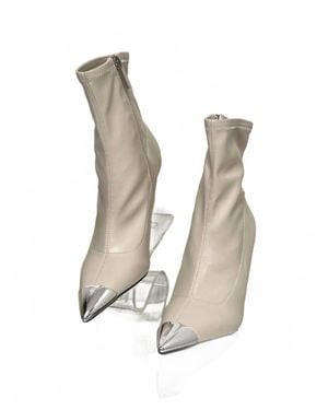 Sotd Footwear Billie Pointed Toe Bootie With Tip - White
