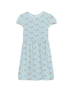 KICKEE Girl's Flutter Sleeve Twirl Dress With Pockets - Blue