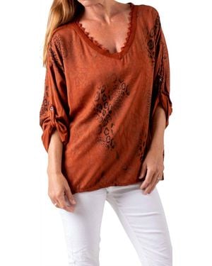 Gigi Moda Lara V-Neck Blouse - Orange