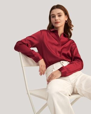 LILYSILK Long Sleeves Collared Silk Blouse