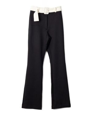 Viktor & Rolf Fitted Flared Pants With Contrasting Belt - Blue