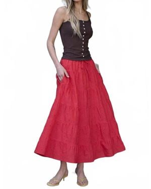 Raisonnel Pointelle Ribbed Button Front Cami - Red