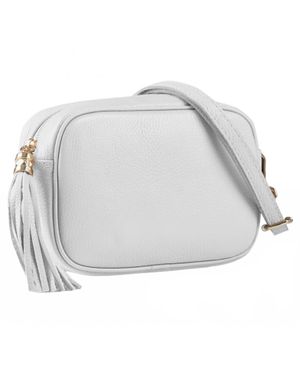 Cadenza Italy Leather Camera Style Crossbody Bag - Gray