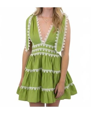 Sincerely Ours Lace Trim Open-Back Mini Dress - Green