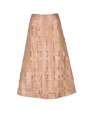 A.W.A.K.E. MODE Long Flared Woven Polyester Skirt - Natural