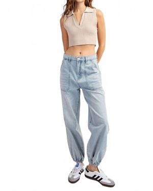 Eesome Keep It Cool High Waisted Denim Sweatpants - Blue