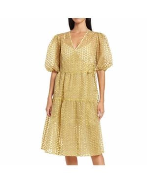 TOPSHOP Daisy Puff Sleeve Faux Wrap Dress - Yellow