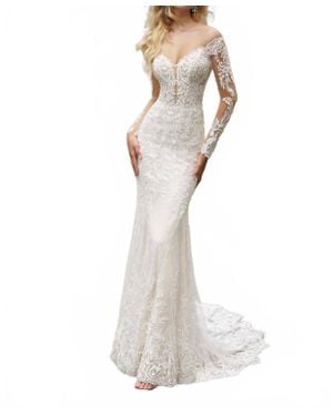 Mori Lee Pura Frosted Embroidered Gown - White