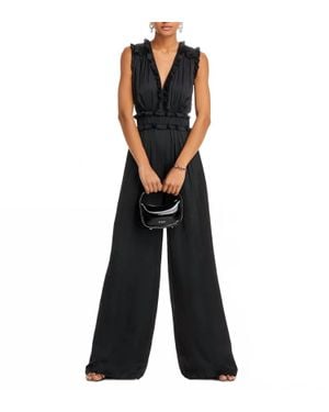 Ramy Brook Katelyn Ruffle Satin Jumpsuit - Black