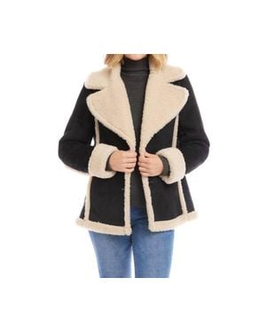 Karen Kane Faux Suede Shearling Jacket - Multicolor