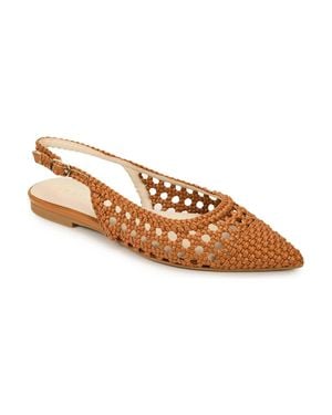 Yosi Samra Vera Slingback Pointed Cap Toe Flat - Brown
