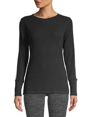 Calvin Klein Performance Knit Stripe Pullover Top - Black