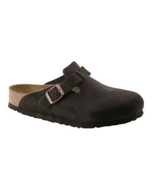 Birkenstock Boston Soft Footbed Suede Clogs - Black