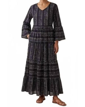 KikiSol Dots V Neck Maxi Dress - Black