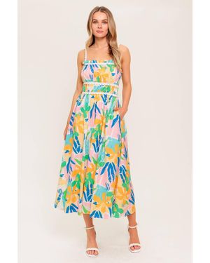 TRUEDAMES Sunlit Garden Woven Midi Dress - White