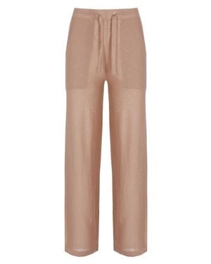 Kangra Viscose Sequined Drawstring Straight-Leg Pants - Natural