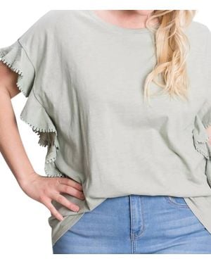 Cotton Bleu Washed Cotton Ruffle Top - Gray