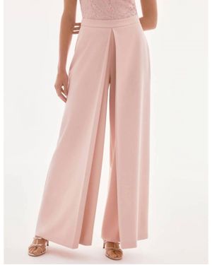 Joseph Ribkoff Pleated Front High Rise Wide Leg Pants - Pink