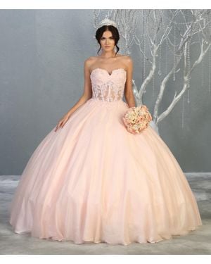 TRUEDAMES Strapless Lace Bodice Quinceanera Ball Gown - Gray