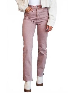 Risen Lainey High Waisted Tummy Control Straight Leg Jeans - Red