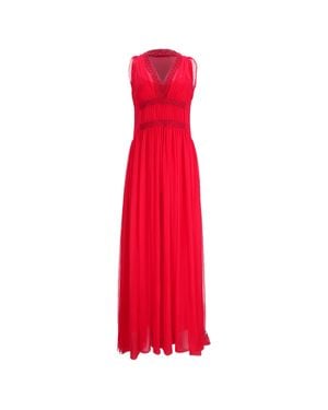 PHILOSOPHY BY LORENZO SERAFINI Philosophy Di Lorenzo Serafini Crochet Trim Maxi Dress - Red