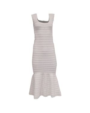 LoveShackFancy Tayleen Pointelle Knit Midi Dress - Gray