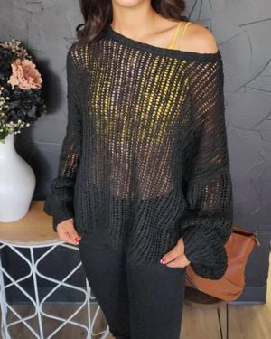 Blu Pepper Crochet Sweater - Gray